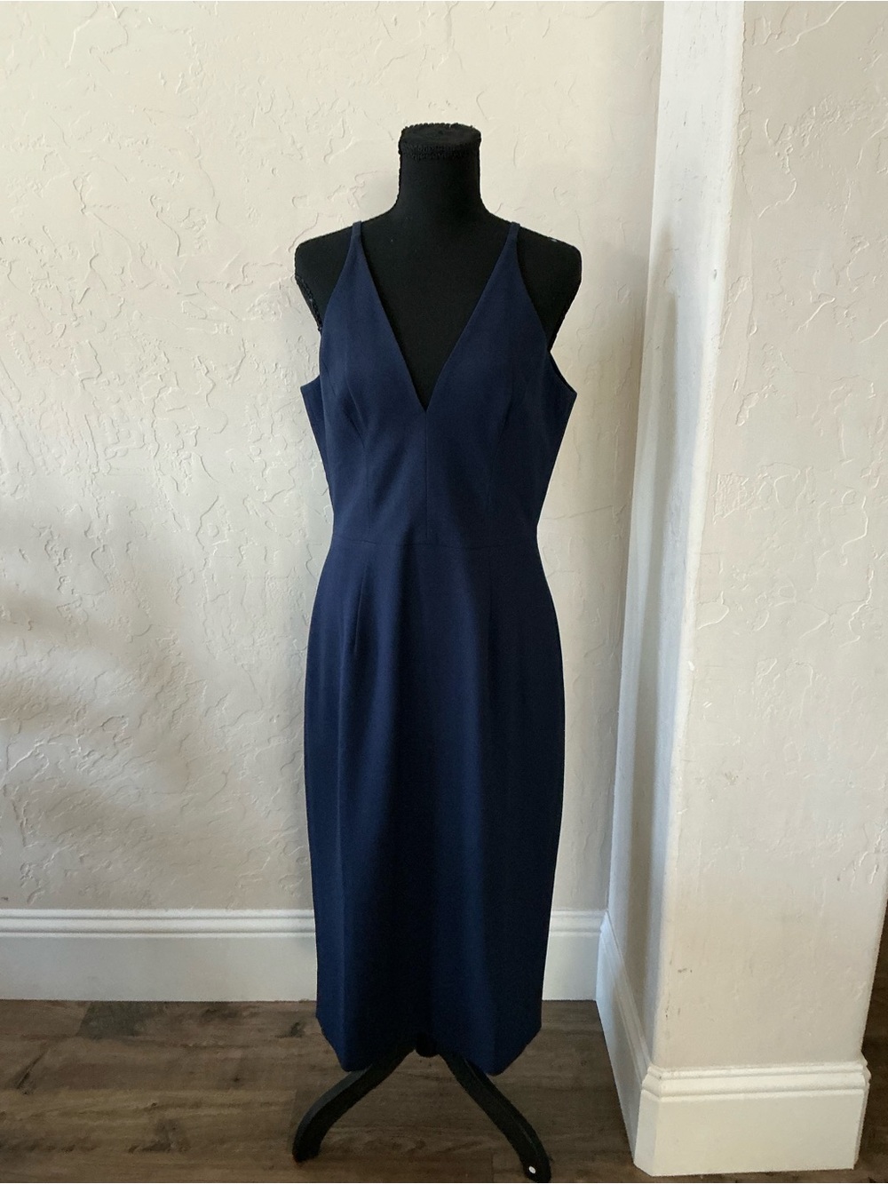 Dress the Population Navy V-Neck Midi Dress - Picture 1 of 3